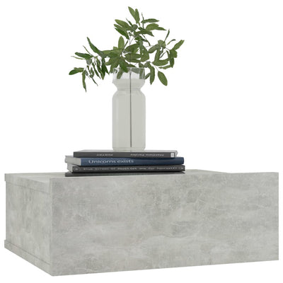 Kelluvat yöpöydät 2 kpl betoninharmaa 40x30x15 cm tekninen puu