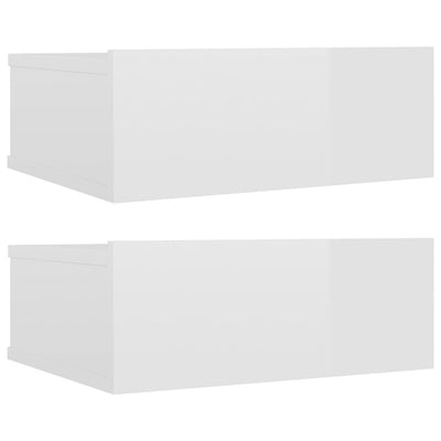 Kelluvat yöpöydät 2 kpl valkoinen 40x30x15 cm tekninen puu
