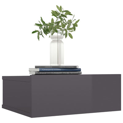 Kelluvat yöpöydät 2 kpl harmaa 40x30x15 cm tekninen puu