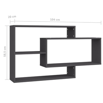 Seinähyllyt harmaa 104x20x58,5 cm tekninen puu