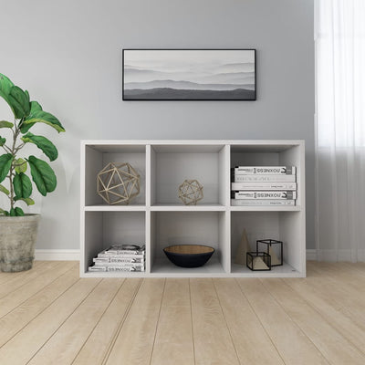Kirjahylly/senkki korkeakiilto valkoinen 66x30x98 cm lastulevy