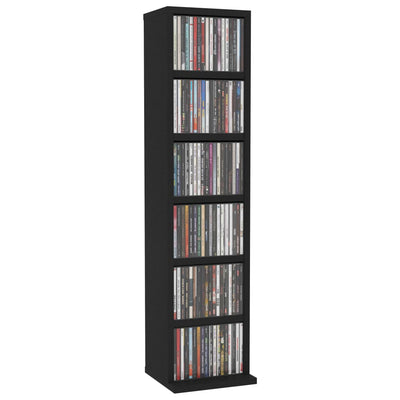 CD-hylly musta 21x20x88 cm tekninen puu