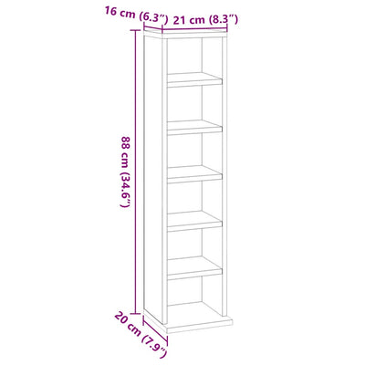 Musta cd-hylly Valyana 21x20x88cm (puinen)