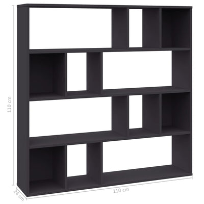 Tilanjakaja/kirjahylly harmaa 110x24x110 cm lastulevy