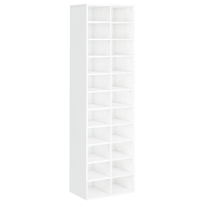 Valkoinen kenkäkaappi Delfina 54x34x183cm (korkeakiilto lastulevy)