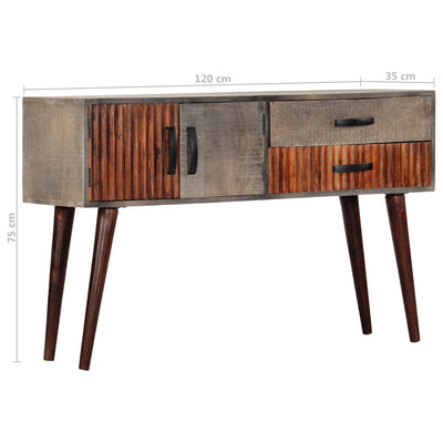 Konsolipöytä harmaa 120x35x75 cm täysi karkea mangopuu