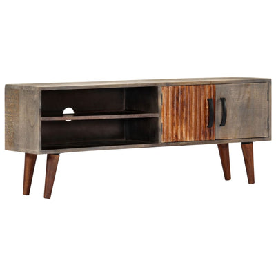 TV-taso harmaa 130x30x46 cm täysi karkea mangopuu