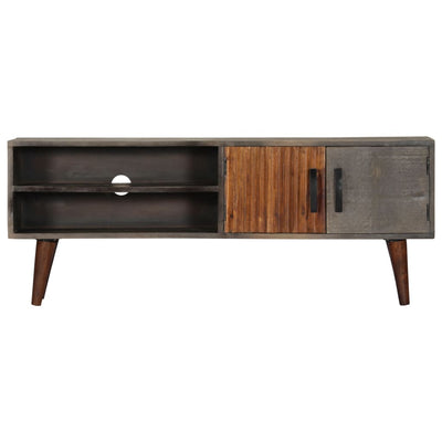 TV-taso harmaa 130x30x46 cm täysi karkea mangopuu