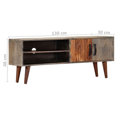 TV-taso harmaa 130x30x46 cm täysi karkea mangopuu