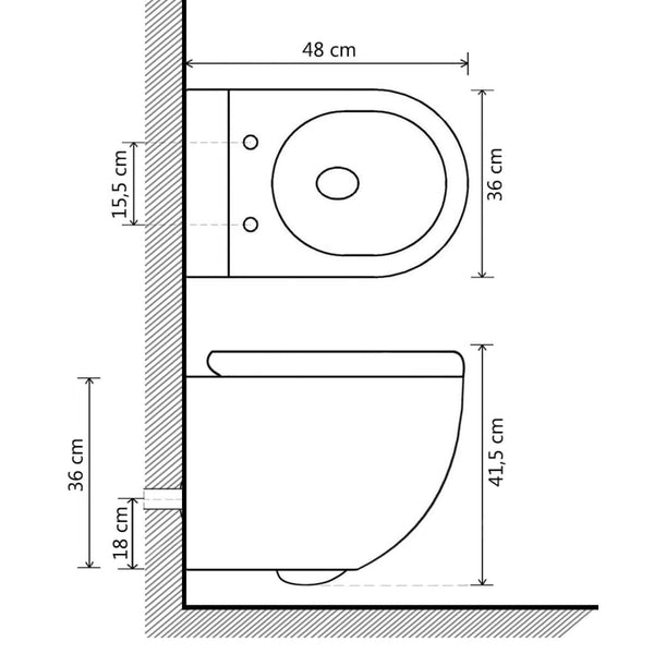 Musta seinäkiinnitettävä wc ei huuhtelurengasta keraaminen Panteru