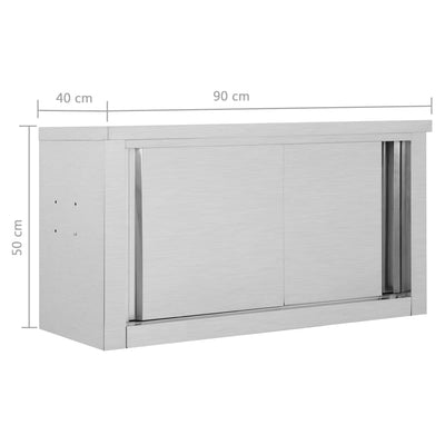Keittiön seinäkaappi liukuovilla 90x40x50 cm ruostumaton teräs