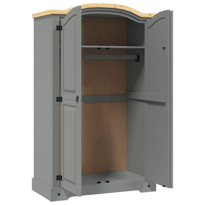 Harmaa vaatekaappi meksikon mänty corona-sarja Gligor (2 ovea)