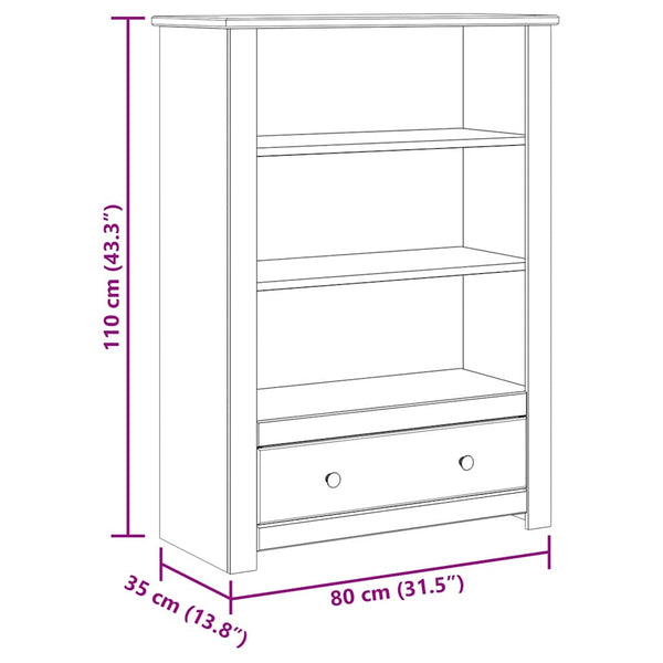 Kirjahylly 80x35x110 cm täysi mänty Panama-sarja