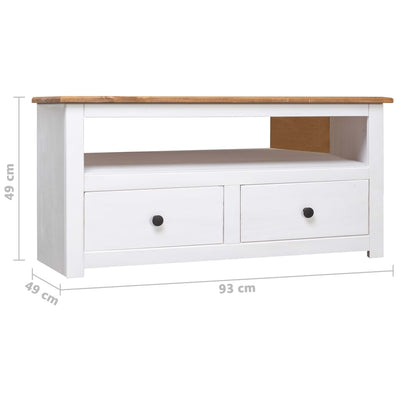 TV-kulmataso valkoinen 93x49x49 cm täysi mänty Panama-sarja