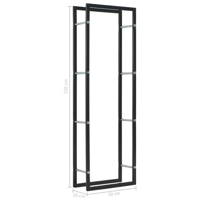 Polttopuuteline musta 50x20x150 cm teräs