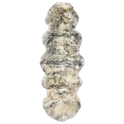 Tummanharmaa melange lampaannahkamatto Epraxia 60x180cm