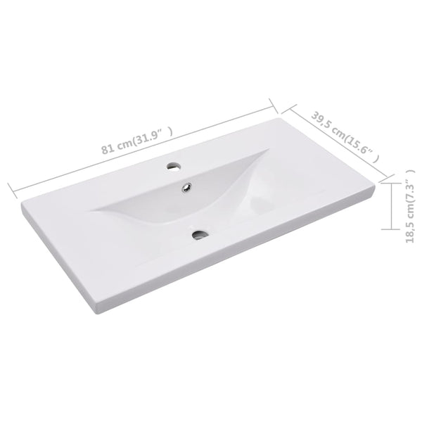 Valkoinen sisäänrakennettu pesuallas Alessandra 81x39,5x18,5cm (keraaminen)
