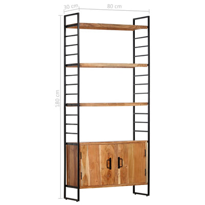 Kirjahylly 4 tasoa 80x30x180 cm täysi akaasiapuu