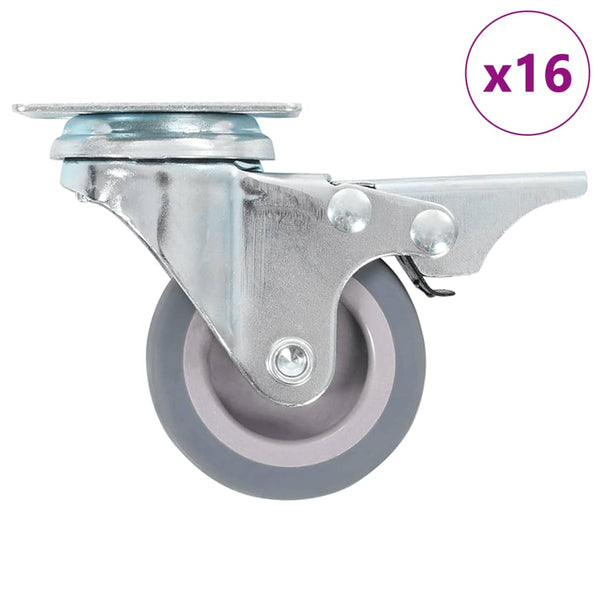 16 kpl kääntyviä pyöriä 50 mm