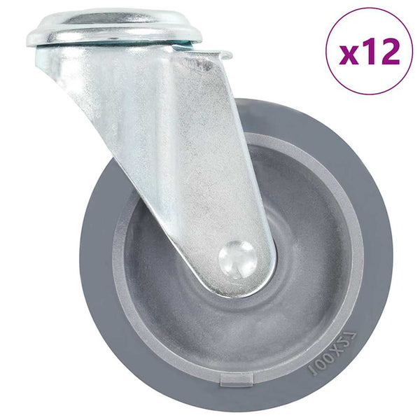 Rullapyörät pultinrei´illä 12 kpl 100 mm
