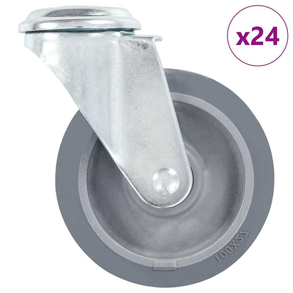 Rullapyörät pultinrei´illä 24 kpl 100 mm