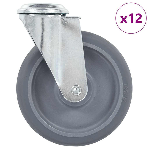 Rullapyörät pultinrei´illä 12 kpl 125 mm