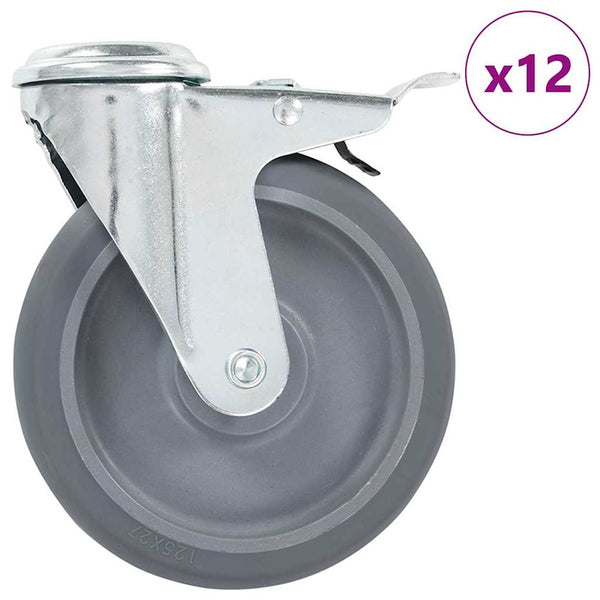 Rullapyörät pultinrei´illä 12 kpl 125 mm