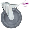 16 kpl pulttireikäisiä kääntyviä pyöriä 125 mm