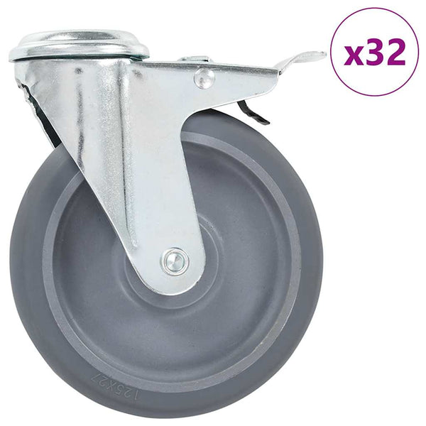 Rullapyörät pultinrei´illä 32 kpl 125 mm