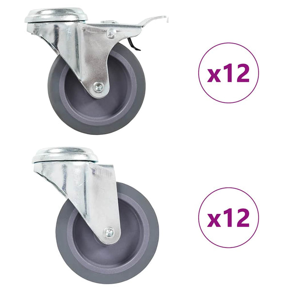 Rullapyörät pultinrei´illä 24 kpl 75 mm