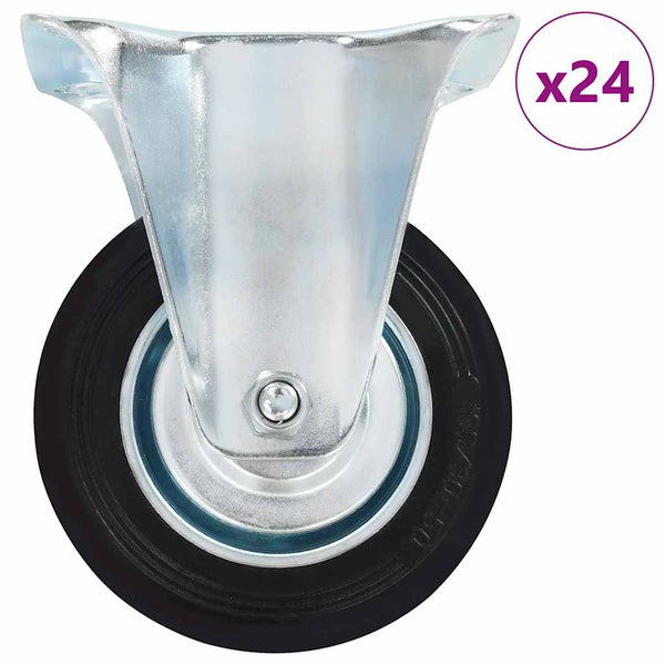 24 kpl kiinteät pyörät 100 mm