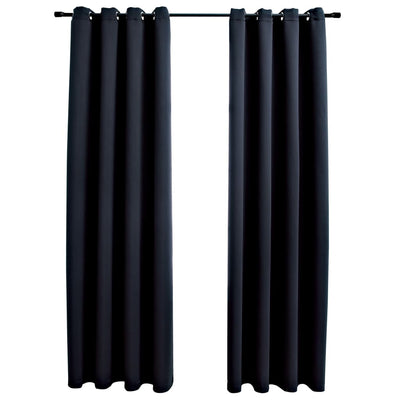 Pimennysverhot metallirenkailla 2 kpl musta 140x175 cm