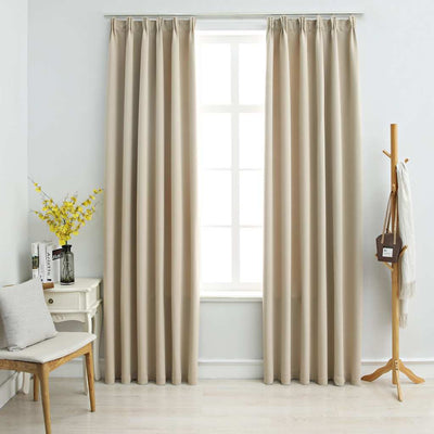 Beige pimennysverhot koukuilla Carol 140x225cm (2 kpl)