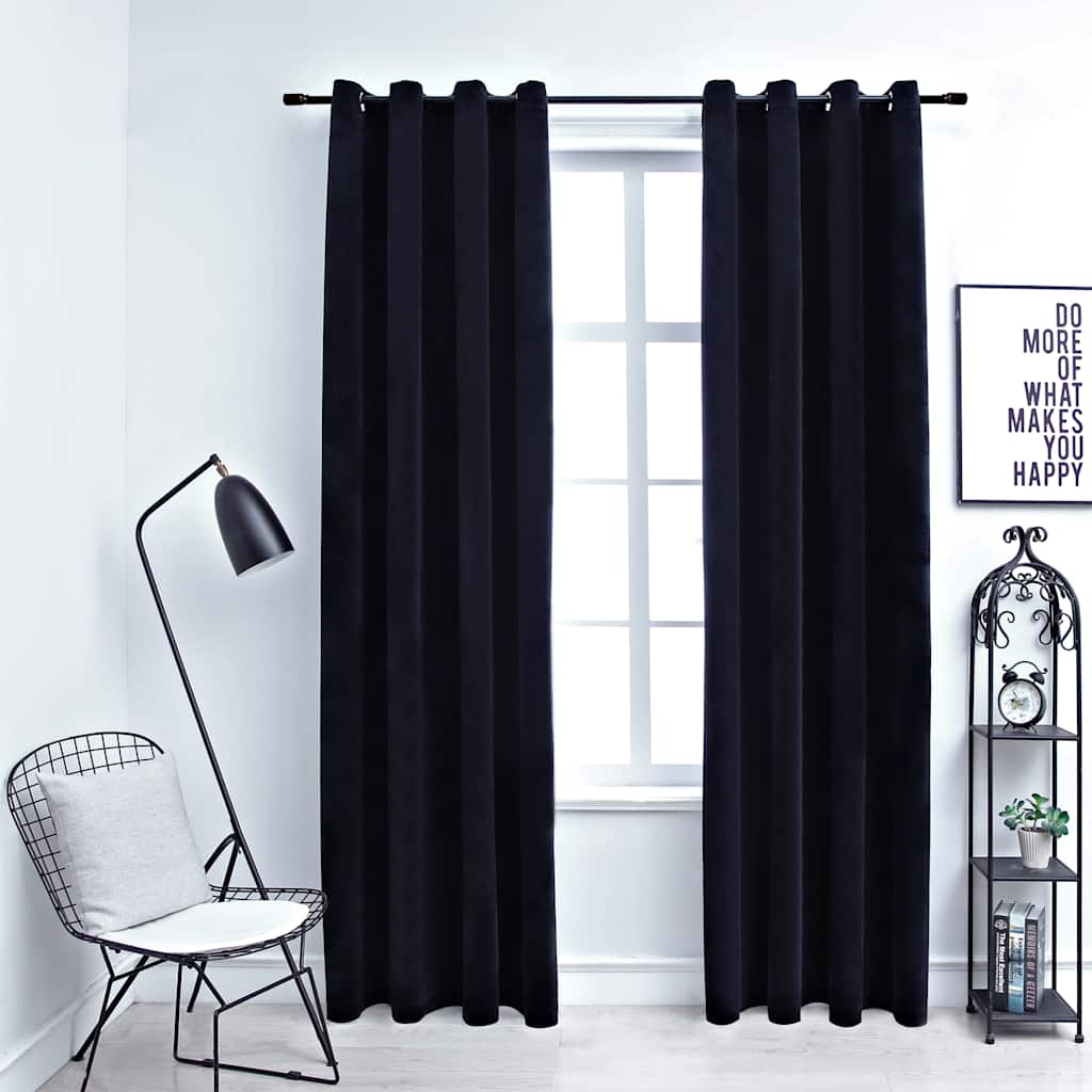 Musta pimennysverhot renkailla Baila 140x175cm (2 kpl)