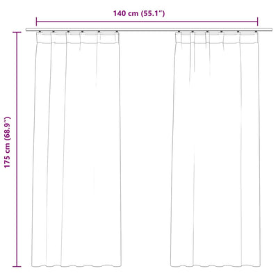 Musta pimennysverhot koukuilla Mihaluta 140x175cm (2 kpl)