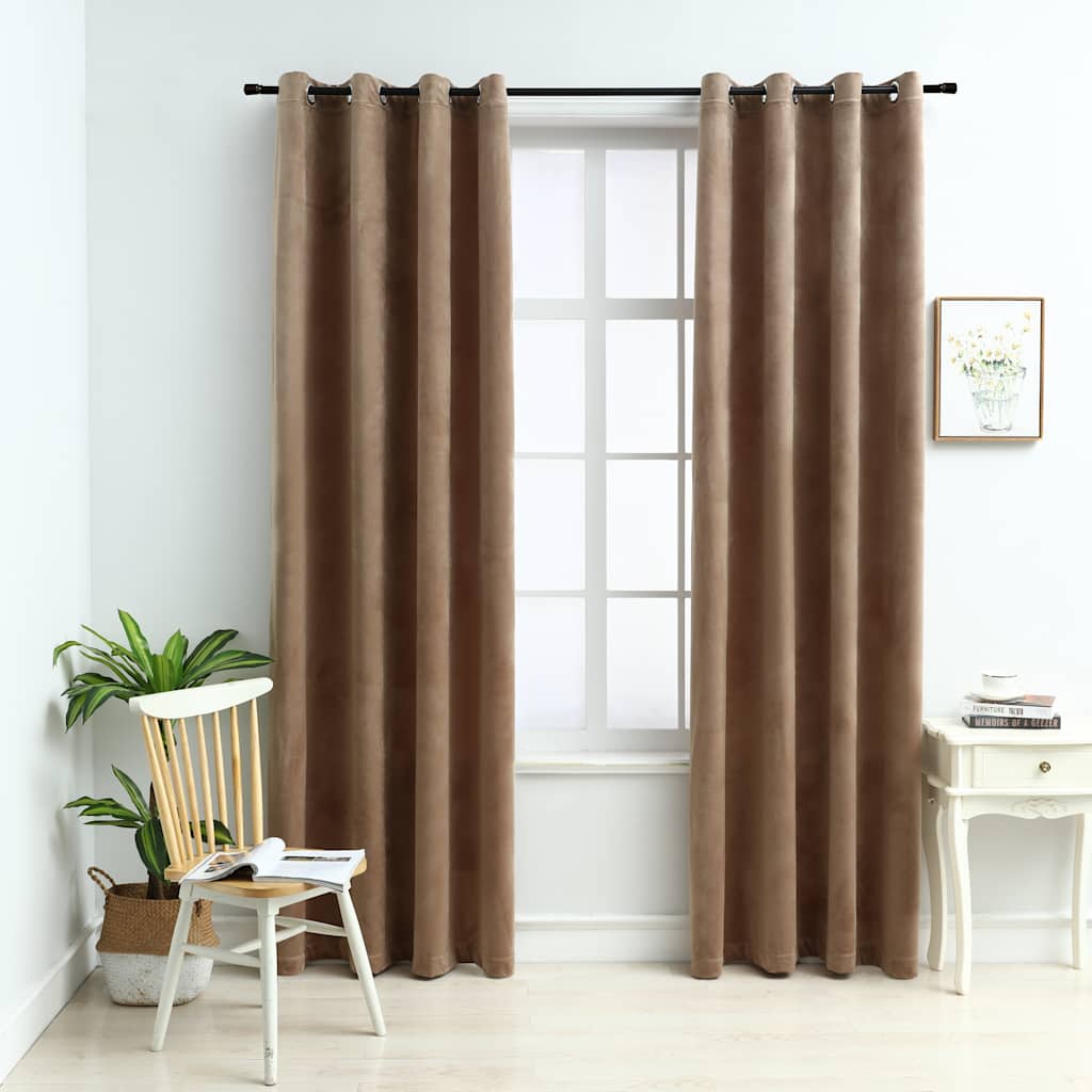 Beige pimennysverhot renkailla Baila 140x245cm (2 kpl)