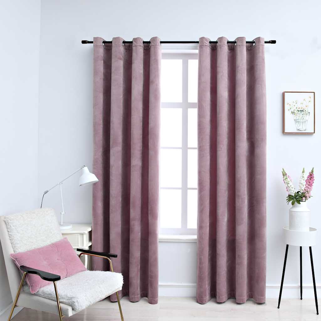 Pinkki pimennysverhot renkailla Baila 140x175cm (2 kpl)