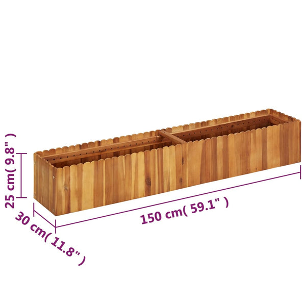 Puutarhan korotettu kukkalaatikko Enyed 150x30x25cm (akaasiapuu)