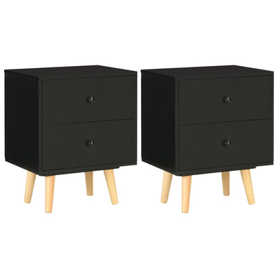 Yöpöydät 2 kpl musta 40x30x50 cm täysi mänty