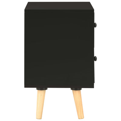 Yöpöydät 2 kpl musta 40x30x50 cm täysi mänty