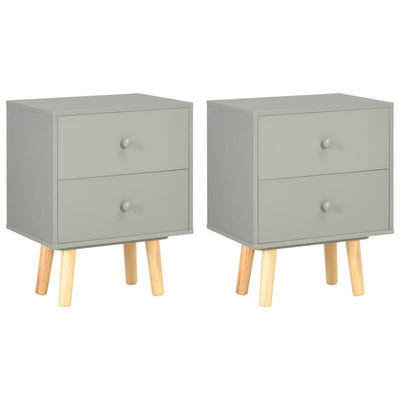 Yöpöydät 2 kpl harmaa 40x30x50 cm täysi mänty