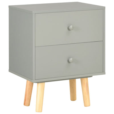 Yöpöydät 2 kpl harmaa 40x30x50 cm täysi mänty