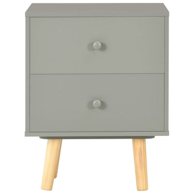 Yöpöydät 2 kpl harmaa 40x30x50 cm täysi mänty