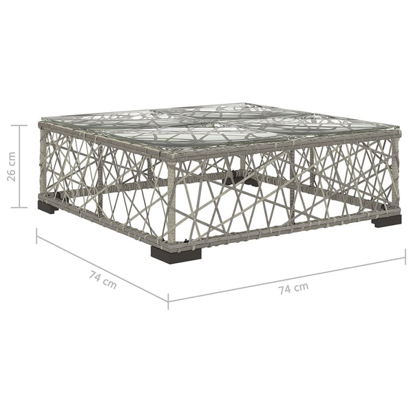 5-osainen harmaa polyrottinkinen puutarhan oleskeluryhmä tyynyillä