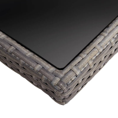 Harmaa ulkoruokapöytä Chiciu (polyrottinki ja lasi)