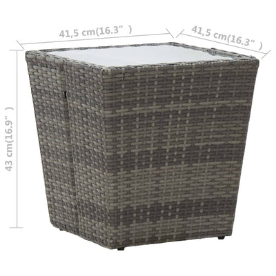 Teepöytä harmaa 41,5x41,5x43 cm polyrottinki ja karkaistu lasi
