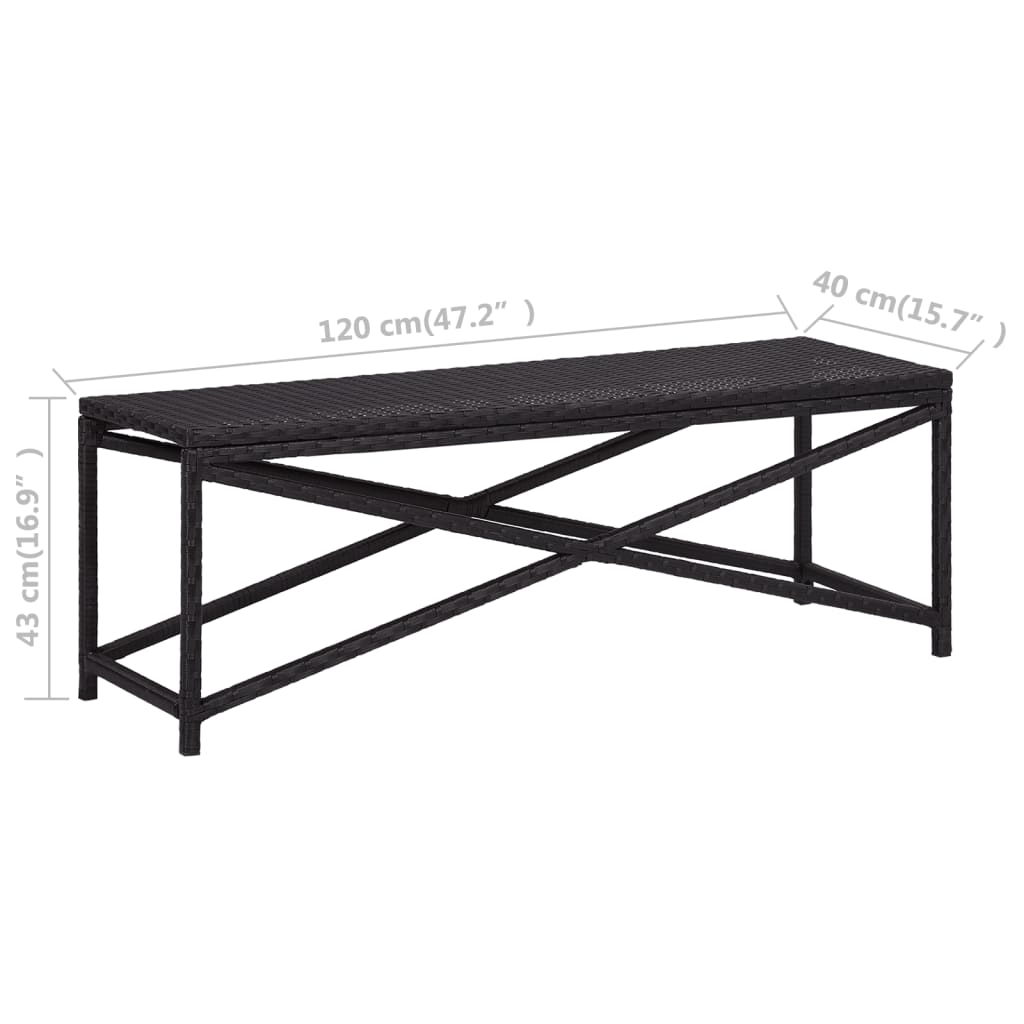 Musta puutarhapenkki Guzin 120cm (polyrottinki)