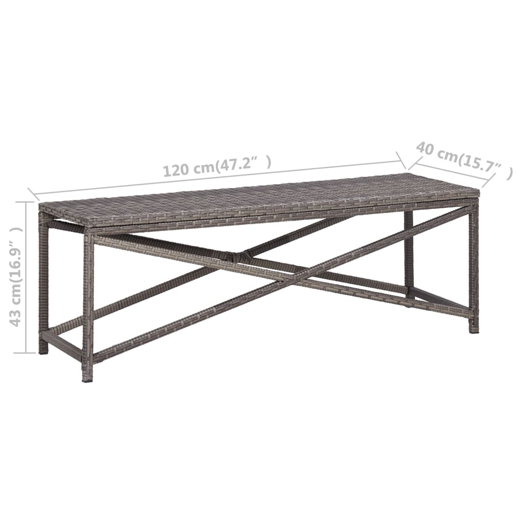 Harmaa puutarhapenkki Guzin 120cm (polyrottinki)