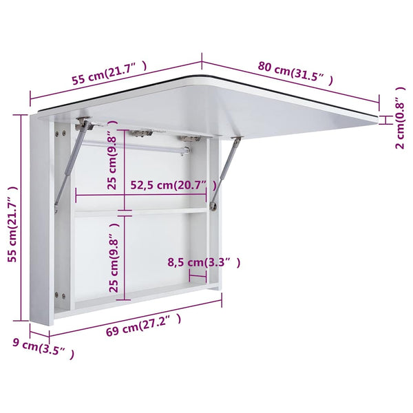 LED kylpyhuoneen peilikaappi 80x9,5x55 cm