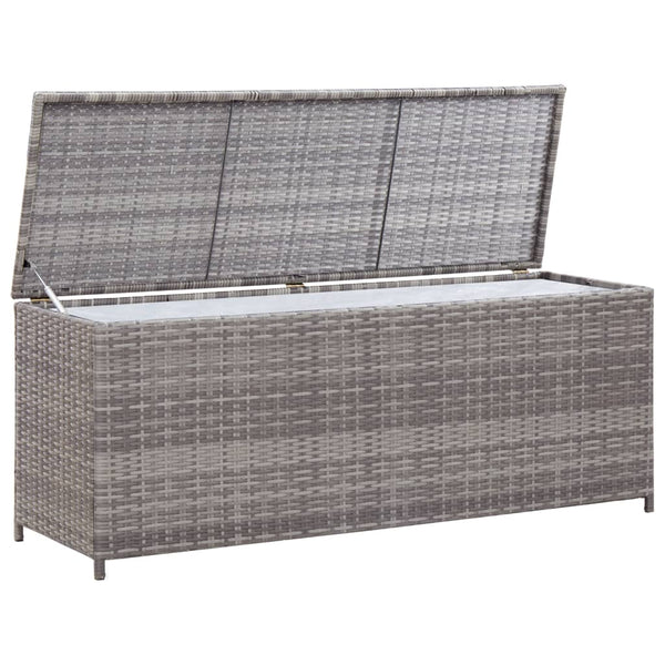 Harmaa puutarhan säilytyslaatikko Gioga 120x50x60cm (polyrottinki)